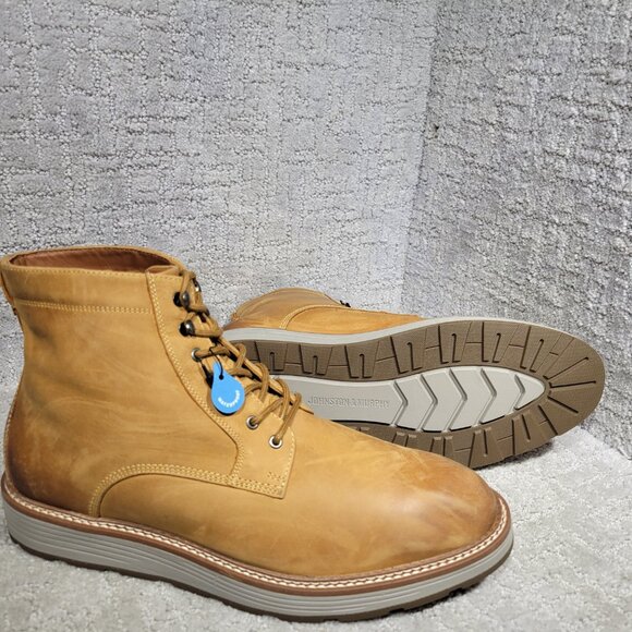 Johnston & Murphy Upton Lug Plain Toe Size US10 Light Tan Oiled Full Grain Boots - Picture 7 of 11
